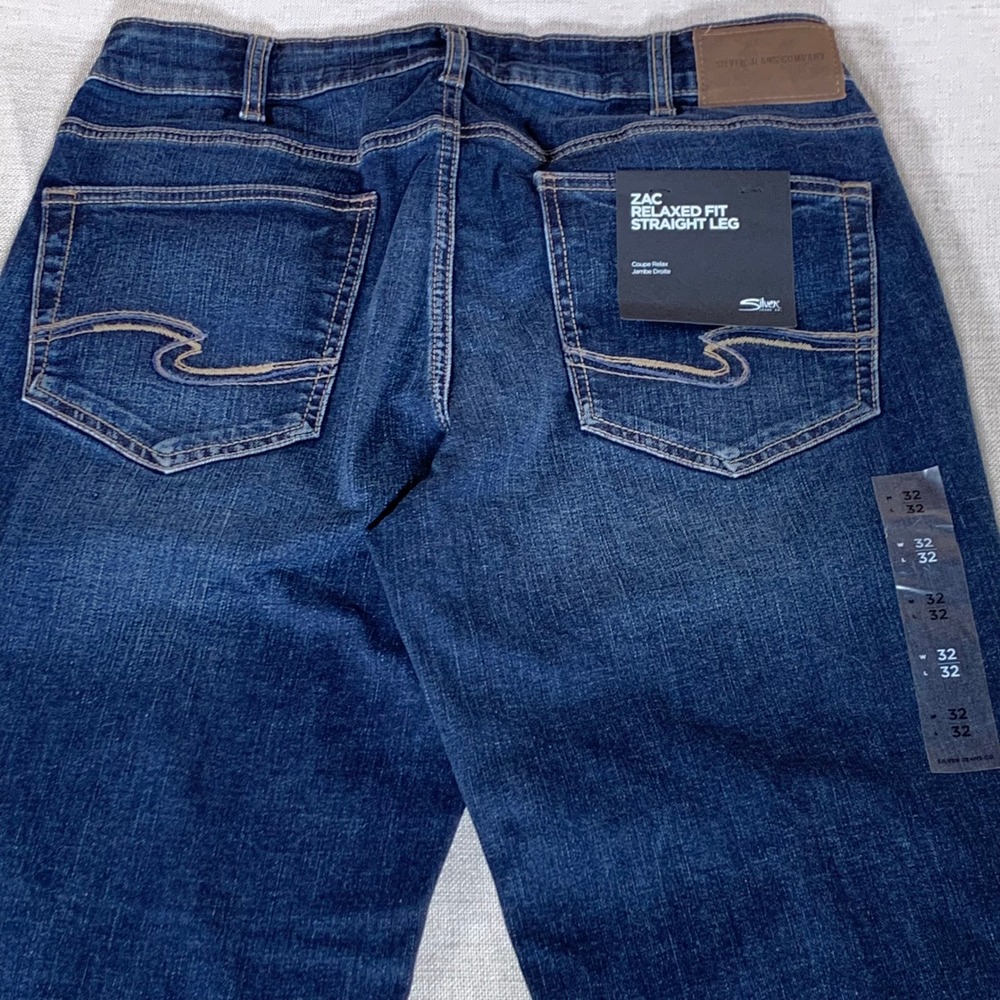 New Silver Jeans Co Zac Relaxed Fit Straight Leg Dark Wash Denim Jeans W32 L32 - Picture 11 of 14